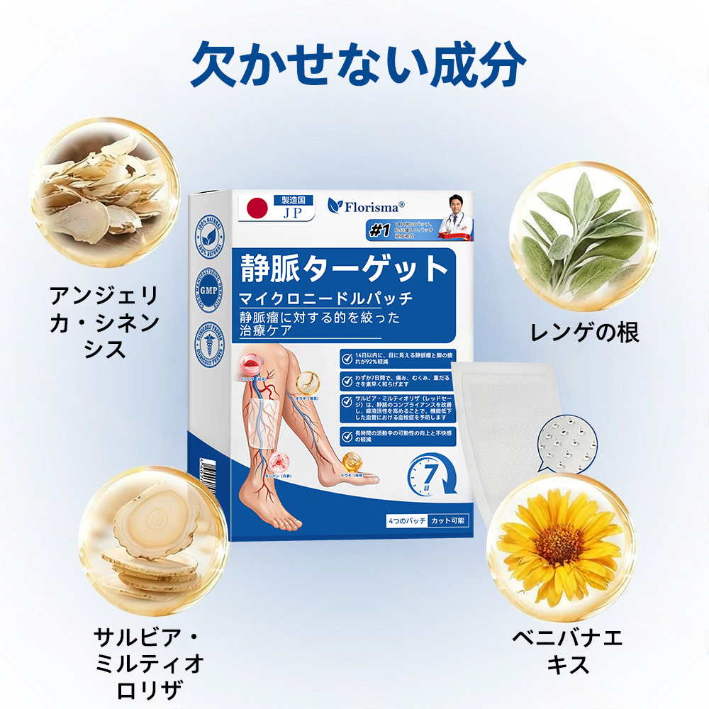 ✅𝑭𝒍𝒐𝒓𝒊𝒔𝒎𝒂®🍃🍃 𝑽𝒆𝒊𝒏𝑻𝒂𝒓𝒈𝒆𝒕 マイクロニードルパッチ⚡即時の快適感、長期的な効果